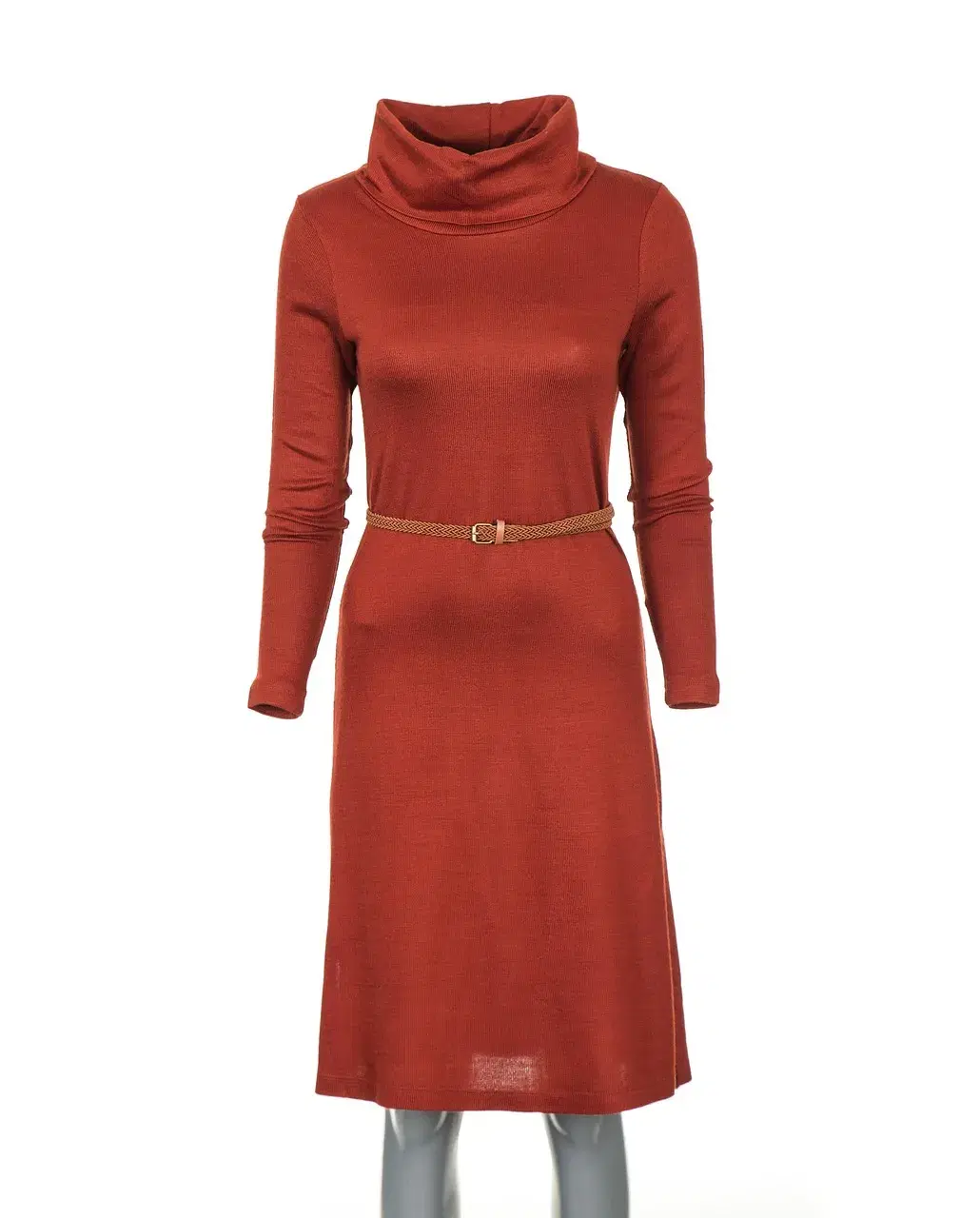 Fine-knit Sweater Dress - Rust