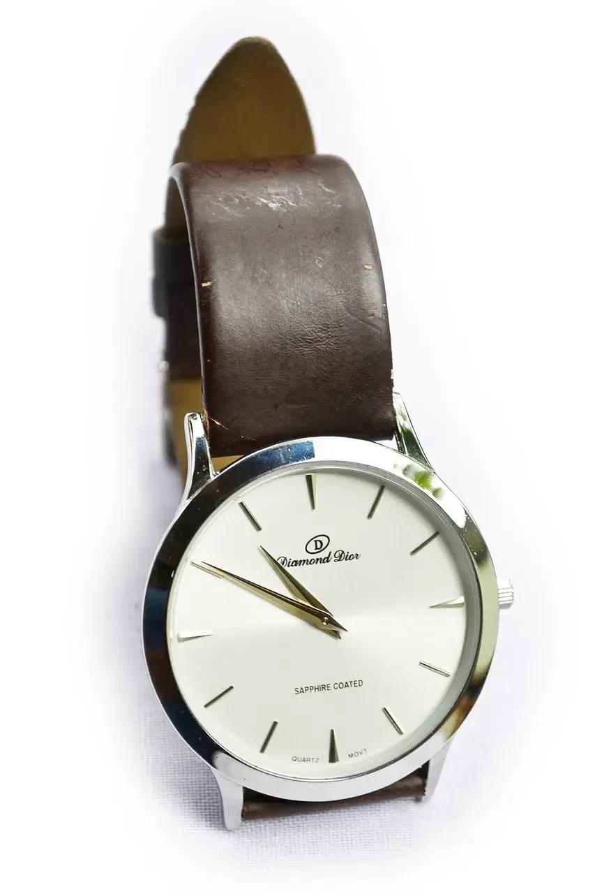 Leather Strap Watch - White Dial/Brown