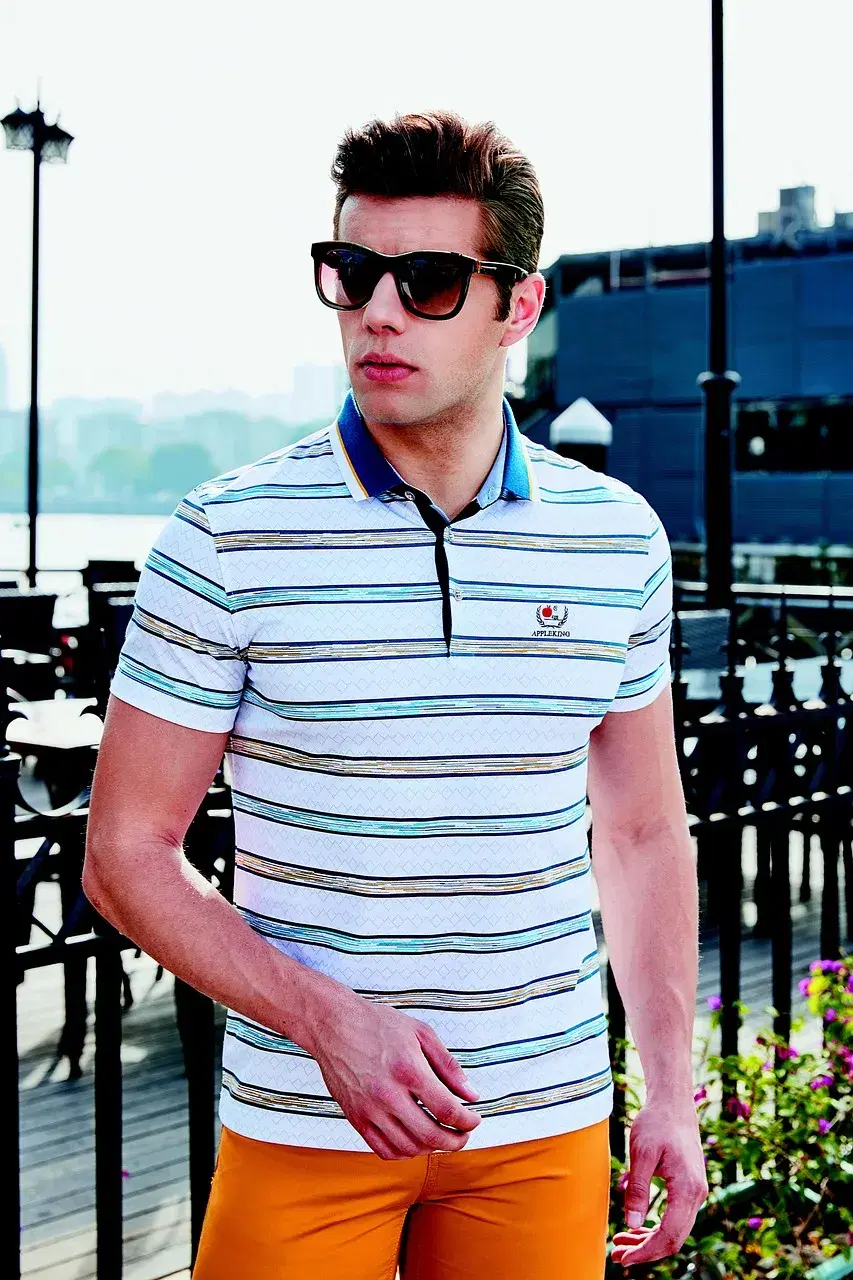 Striped Polo Shirt - White/Navy Stripe